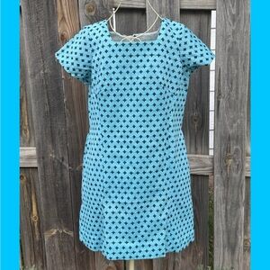 Vintage Homemade Multi-Blue Abstract Mod Shift Dress - Medium Large